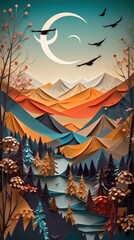 Fototapeta premium Beautiful colorful paper cut art design. Generative AI