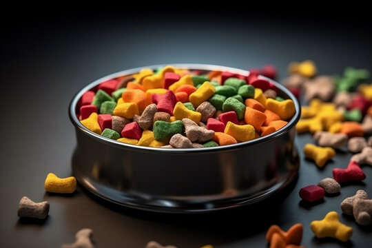 colorful Dog food bowl . Generative AI