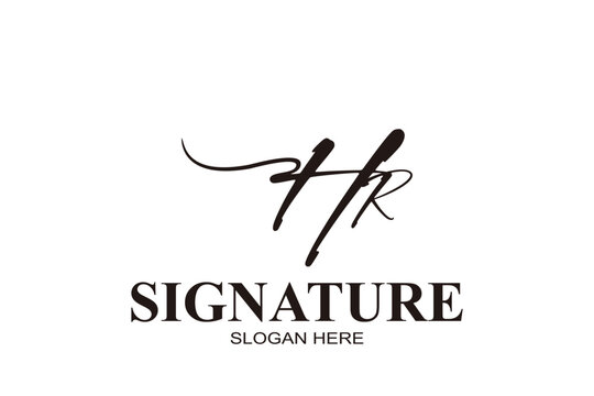 HR initial handwriting logo template vector. signature logo concept
