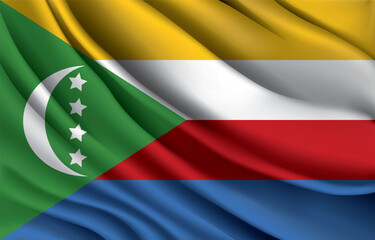 comoros national flag waving realistic vector illustration