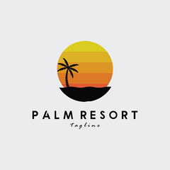twilight palm logo vector design