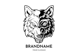 Wolf head face logo vector icon