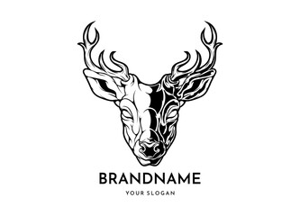 Deer head face logo vector icon