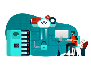 artificial machine learning illustration for website, web, poster