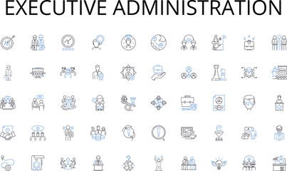 Executive administration line icons collection. Flavor, Cuisine, Ingredients, Creativity, Presentation, Taste, Recipes vector and linear illustration. Artistry,Techniques,Fusion outline signs set