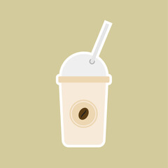 a cup of coffee flat design vector illustration. Coffee cup vector illustration isolated on background. Plastic coffee cup in flat style.