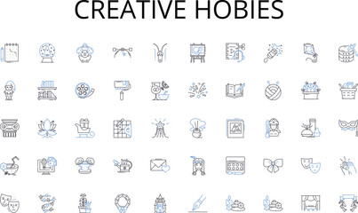 Creative hobies line icons collection. Discounts, Offers, Promos, Savings, Bargains, Packages, Coupons vector and linear illustration. Deals,Sales,Markdowns outline signs set