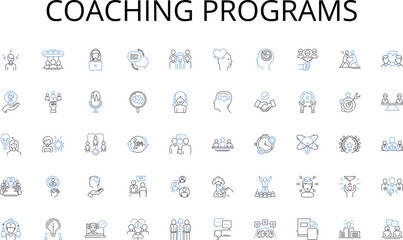 Coaching programs line icons collection. Success, Achievement, Growth, Milest, Innovation, Productivity, Progress vector and linear illustration. Breakthrough,Optimization,Expansion outline signs set