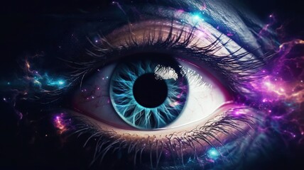 Obraz premium Eye of universe made of stars, clouds and galaxies. Generative AI