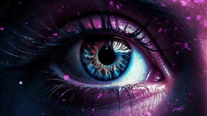 Obraz premium Eye of universe made of stars, clouds and galaxies. Generative AI