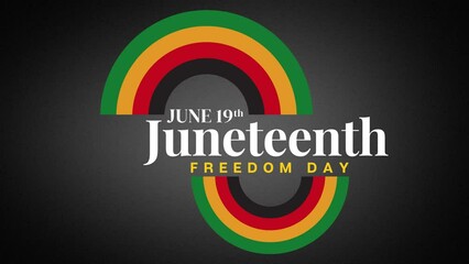 Juneteenth Freedom Day. June 19. Flat holiday text animation Motion graphics 4k footage