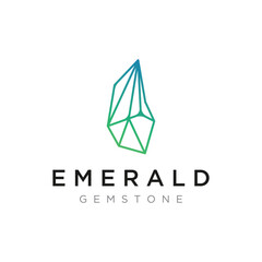 Luxury Antique Emerald Gemstone logo template in trendy style for jewelry.