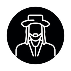 Jew line color icon. Isolated vector element.