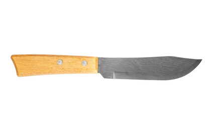 Large kitchen knife with a wooden handle. Isolated on white background.