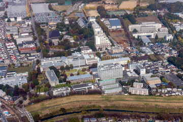 Obraz premium 東京理科大学の野田キャンパス付近を空撮