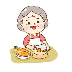 Cartoon people in cooking character. 