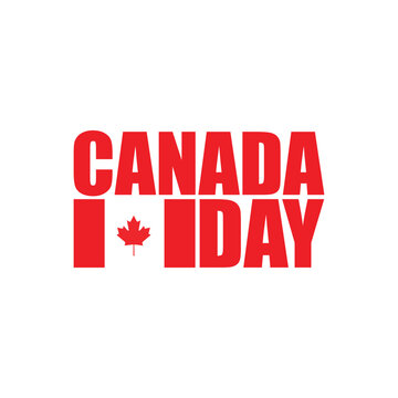 Canada day lettering logo with Canada flag vector illustration