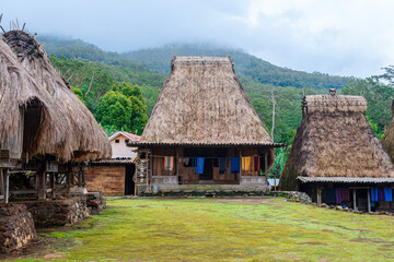 Plakat traditional village of flores island, indonesia