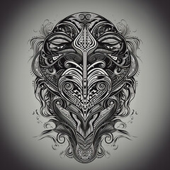 Surreal tattoo with geometric shapes, and diverse strokes. Generated by GI.