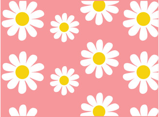 Fototapeta na wymiar Daisy Seamless Pattern Pink Wallpaper For Paper Printing Fabric Design