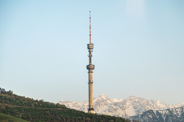 Aerial view of Almaty city with Television Tower