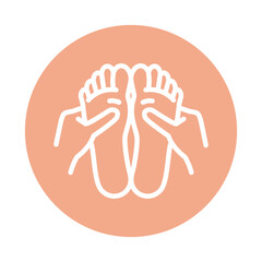 Foot massage line color icon.  Physiotherapy, acupuncture.