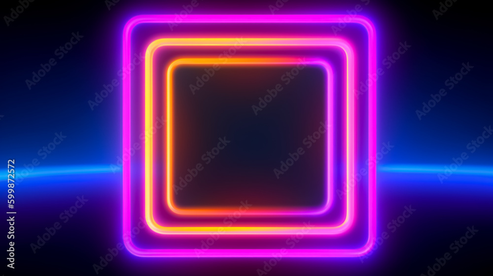 Wall mural glowing neon frame