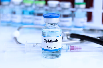 Diphtheria vaccine in a vial, immunization and treatment of infection