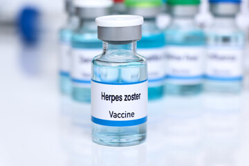 Herpes zoster vaccine in a vial, immunization and treatment of infection - obrazy, fototapety, plakaty