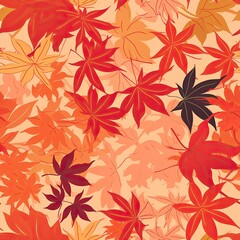 Delicate Autumn: A pattern of soft and graceful Japanese maple leaves