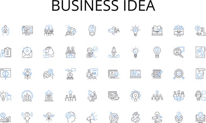 Business idea line icons collection. Strategy, Positioning, Identity, Branding, Innovation, Marketing, Communication vector and linear illustration. Perception,Reputation,Success outline signs set - obrazy, fototapety, plakaty