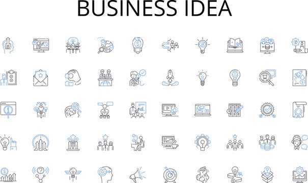 Business idea line icons collection. Strategy, Positioning, Identity, Branding, Innovation, Marketing, Communication vector and linear illustration. Perception,Reputation,Success outline signs set