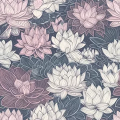 Möbelaufkleber Lotus Fragments: A pattern featuring fragmented views of lotus flowers © Metodi