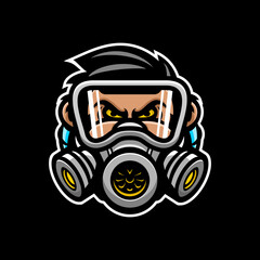 face vector wearing gas mask, game vector