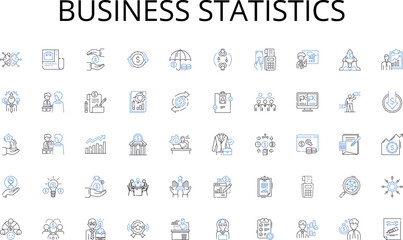 Business statistics line icons collection. Investment, Retirement, Budgeting, Saving, Risk, Tax, Debt vector and linear illustration. Wealth,Estate,Insurance outline signs set