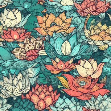 Serene Lotus Petals: A serene pattern depicting lotus petals in serene shades