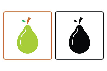 Pear icon. Solid icon style. icon related to fruits. Simple vector design editable