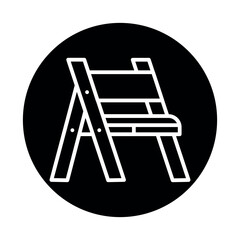 Outdoor wood portable chair line color icon. Isolated vector element.