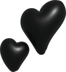 black 3d heart, heart shape,love heart icon