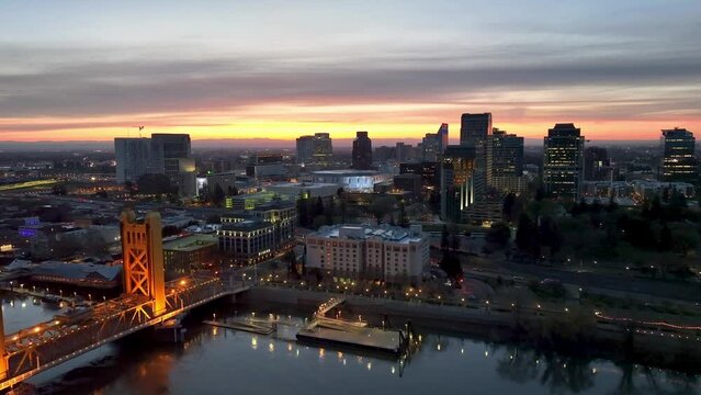 Sacramento over Tower Bridge during Early Morning