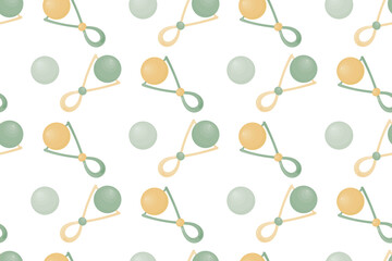 Baby rattles pastel seamless pattern