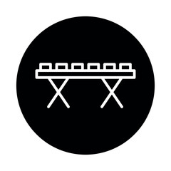 Wooden outdoor table and bench line color icon. Isolated vector element.