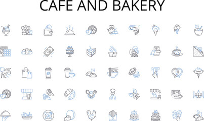 Cafe and bakery line icons collection. Innovative, Reliable, Trusrthy, Efficient, Professional, Affordable, Convenient vector and linear illustration. Quality,Experienced,Sustainable outline signs set