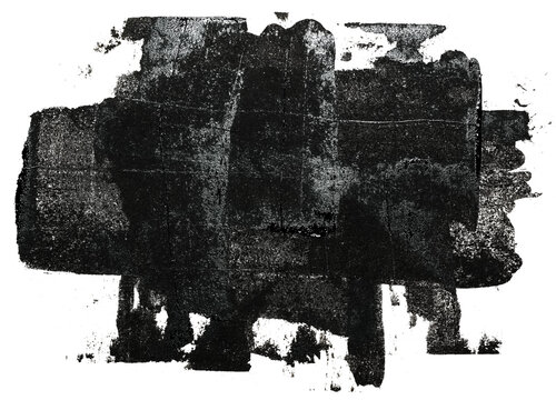 wet dark lino ink remain, wild black linocutting paint roller texture isolated.