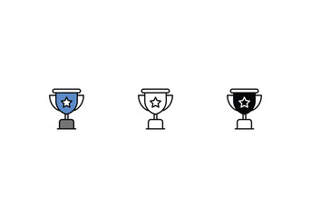 Trophy Icons in three styles vector stock illustrations.sutiable mobile apps web and ui ux