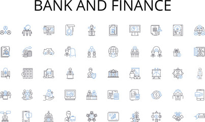 Bank and finance line icons collection. Leadership, Visionary, Strategic, Empathetic, Communicator, Mentor, Experienced vector and linear illustration. Decisive,Focused,Results-oriented outline signs