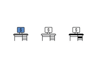 Workplace Icons in three styles vector stock illustrations.sutiable mobile apps web and ui ux