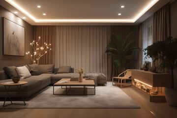 Obraz na płótnie Canvas Living room with plants concept, generative AI