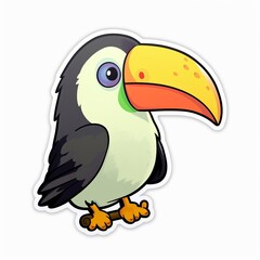 Obraz premium A delightful chibi Keel-billed Toucan sticker with a white background, capturing the joyful and playful nature of these fascinating birds in a cute chibi form, Generative AI