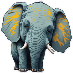 Cute elephant cartoon illustration in sticker design
